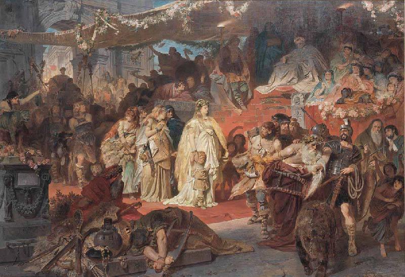 Karl von Piloty Thusnelda in the Triumphal Procession of Germanicus Germany oil painting art